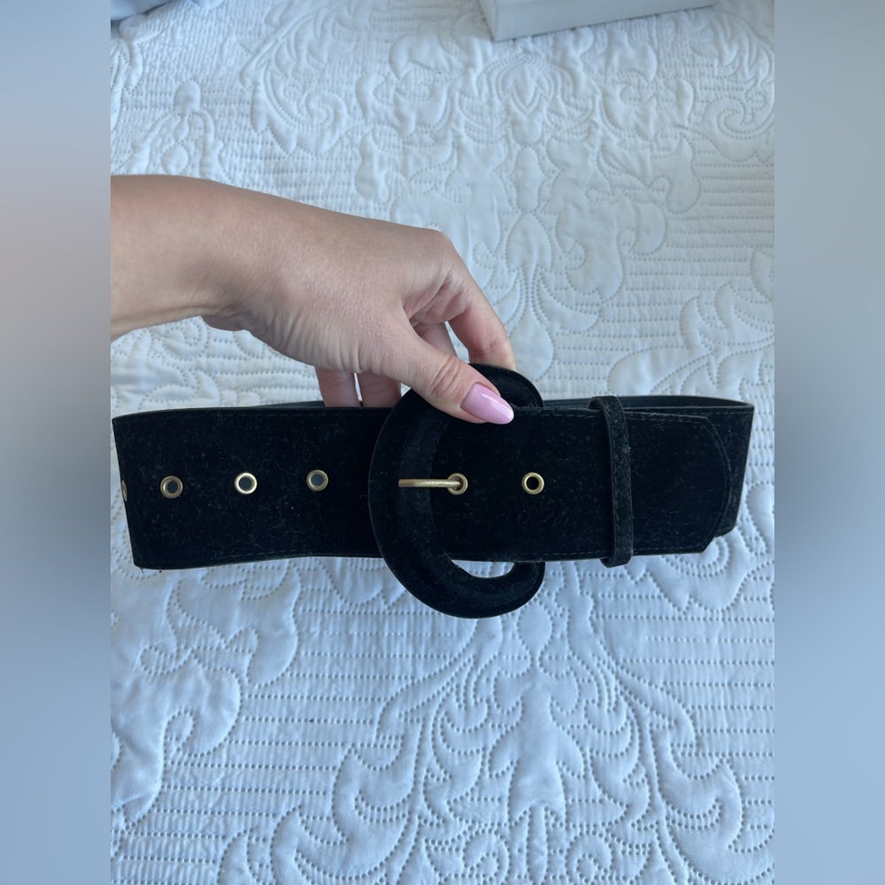 JLUXLABEL BLACK VELVET WIDE WAIST BELT S